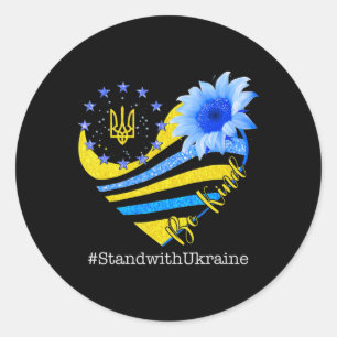 Love Heart Ukraine Be Kind Stand With Ukraine Ukra Classic Round Sticker