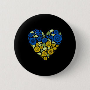 Love Heart Ukraine Sunflower Ukrainian Peace For U 6 Cm Round Badge