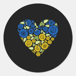 Love Heart Ukraine Sunflower Ukrainian Peace For U Classic Round Sticker