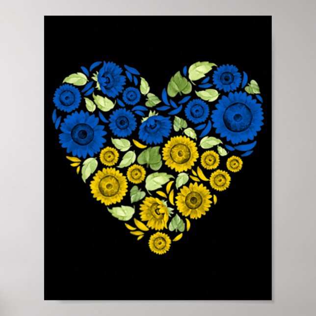 Love Heart Ukraine Sunflower Ukrainian Peace For U Poster (Front)