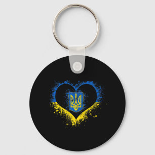 Love Heart Ukraine Ukrainian Flag Stand With Ukrai Key Ring