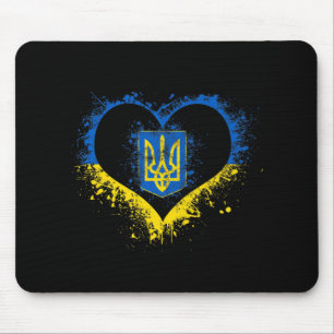 Love Heart Ukraine Ukrainian Flag Stand With Ukrai Mouse Mat