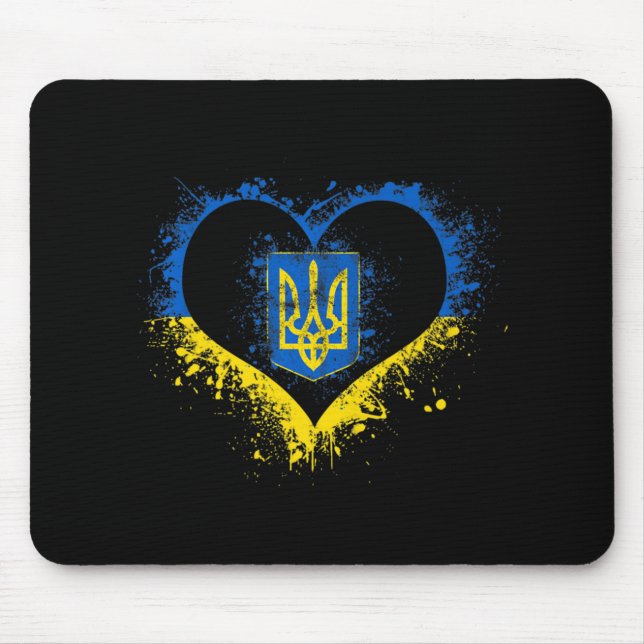 Love Heart Ukraine Ukrainian Flag Stand With Ukrai Mouse Mat (Front)