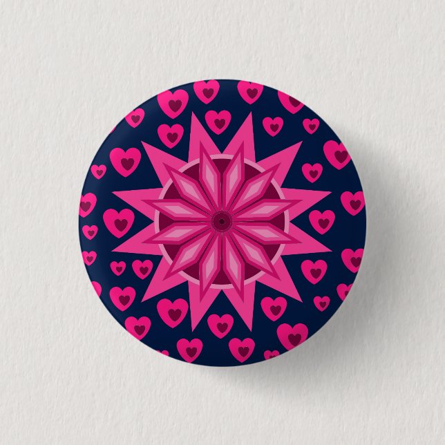 LOVE HEART VALENTINE BIRTHDAY GIFT 3 CM ROUND BADGE (Front)