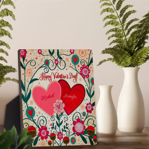 Love Heart Valentine Customised Names Plaque
