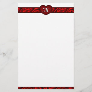 Love Heart Valentine's Day Monogram Stationery