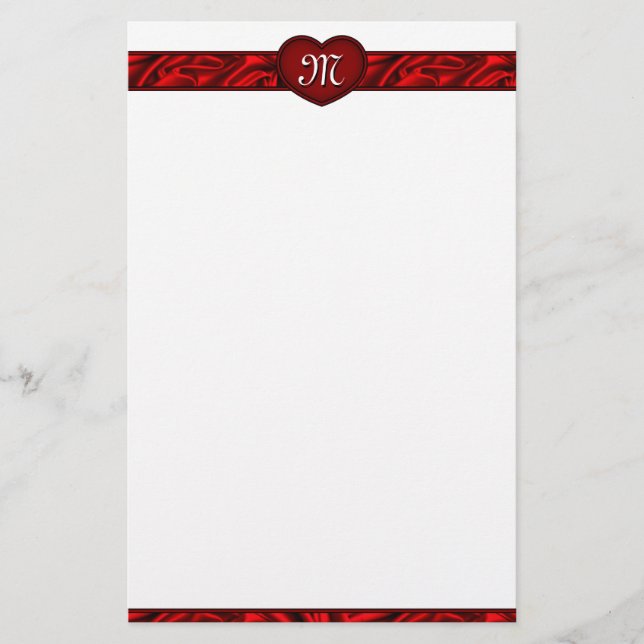 Love Heart Valentine's Day Monogram Stationery (Front)
