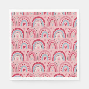 Love Heart Valentines Day Rainbow Napkin