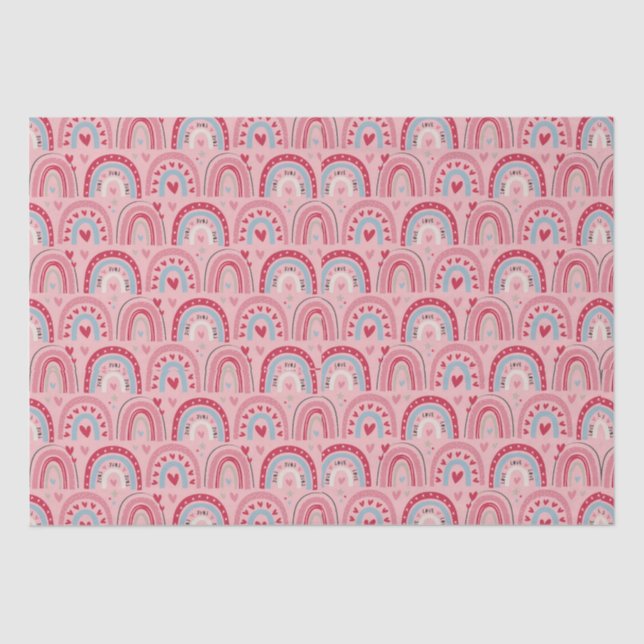 Love Heart Valentines Day Rainbow   Tissue Paper (Front)