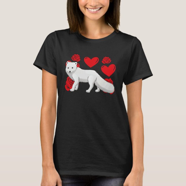 Love Heart Valentine's Day Roses Arctic Foxes Boys T-Shirt (Front)