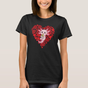 Love Heart Valentine's Day Roses Axolotl Boys Kids T-Shirt