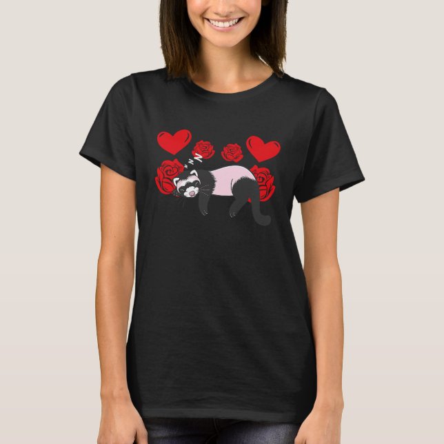 Love Heart Valentine's Day Roses Ferrets Boys Kids T-Shirt (Front)