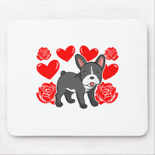 Love Heart Valentines Day Roses French Bulldog Bo  Mouse Mat