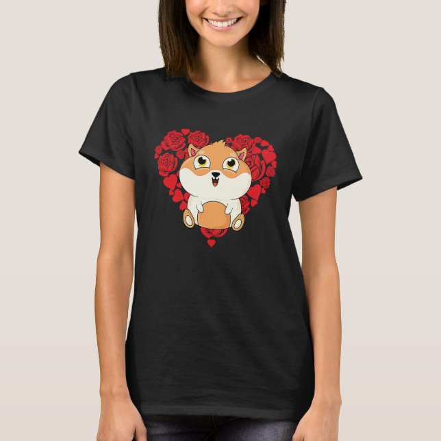 Love Heart Valentine's Day Roses Guinea Pig Boys K T-Shirt (Front)