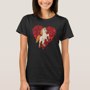Love Heart Valentine's Day Roses Horse Boys Kids   T-Shirt