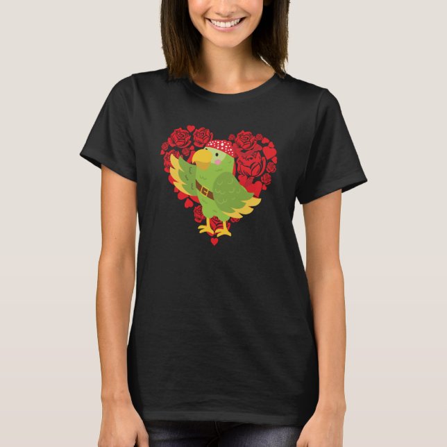 Love Heart Valentine's Day Roses Parrot Boys Kids T-Shirt (Front)