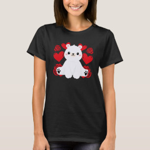 Love Heart Valentine's Day Roses Polar Bear Boys K T-Shirt