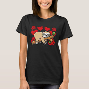 Love Heart Valentine's Day Roses Sloth Boys Kids T-Shirt