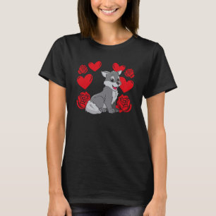 Love Heart Valentine's Day Roses Wolf Boys Kids  1 T-Shirt