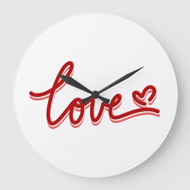 Love Heart Valentines Large Clock (Front)