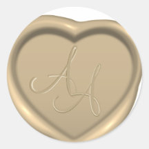 Love Heart Wax Seal Monogram Wedding Sticker