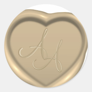 Love Heart Wax Seal Monogram Wedding Sticker