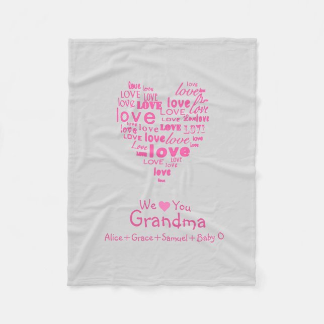 Love Heart "We Love You" Any Colour Personalised Fleece Blanket (Front)