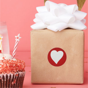 Love Heart White Glitter Valentine's Classic Round Classic Round Sticker