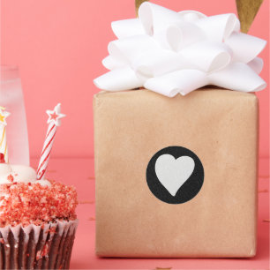 Love Heart White Glitter Valentine's Classic Round Sticker