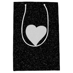 Love Heart White Glitter Valentine's Medium Gift Bag