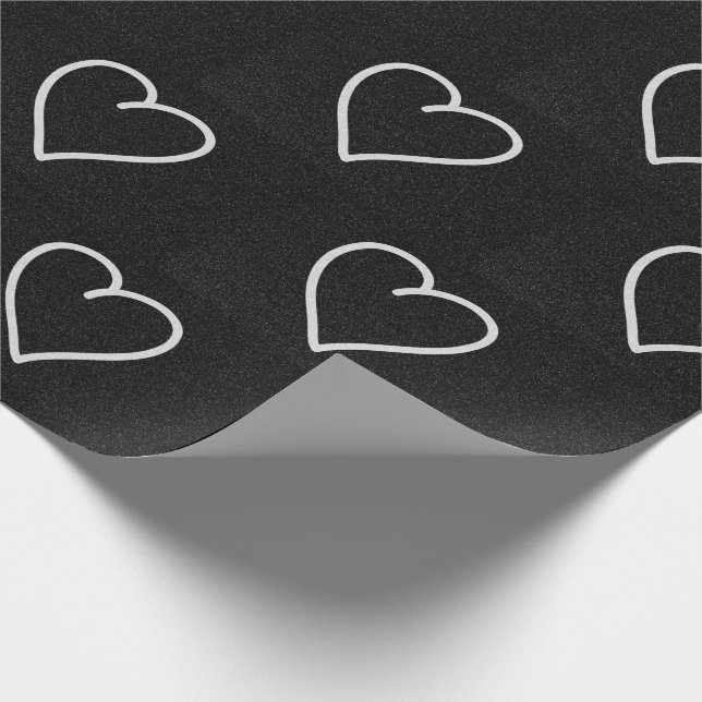 Love Heart White Glitter Valentine's Wrapping Pape Wrapping Paper (Corner)