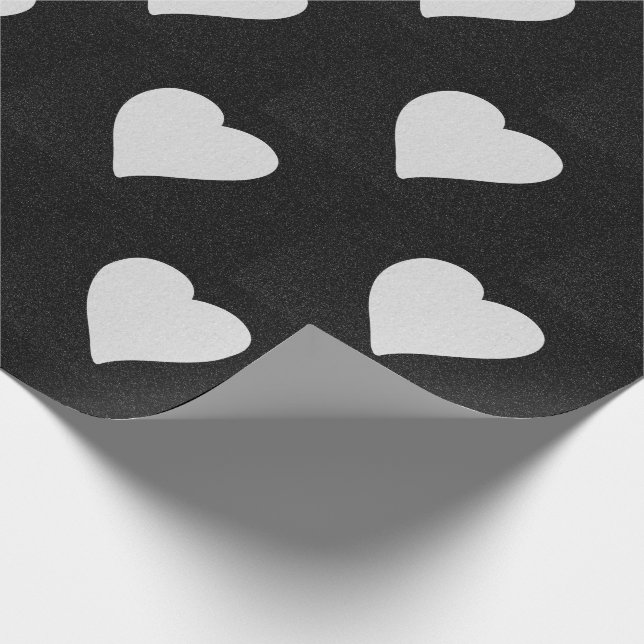 Love Heart White Glitter Valentine's Wrapping Paper (Corner)