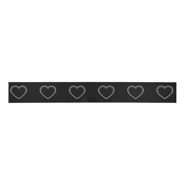 Love Heart White Valentine's Grosgrain Ribbon (Front)
