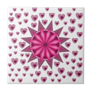 LOVE HEART WITH CREATIVE COLOURFULL FLOWER TILE