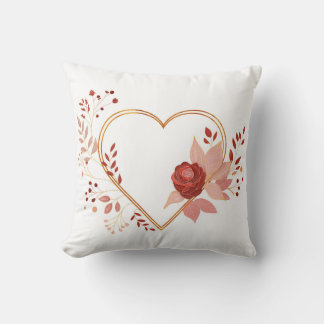 Love heart with flower and leafs cushion