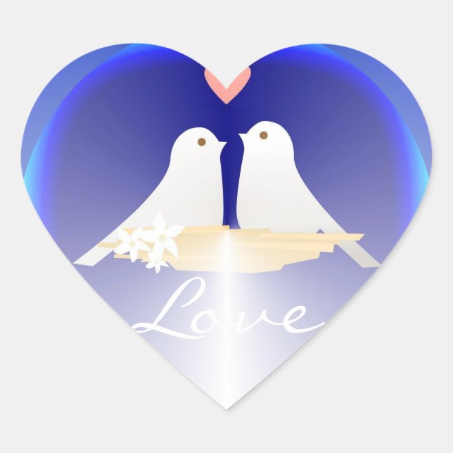 Love heart with little birds Sticker (Front)