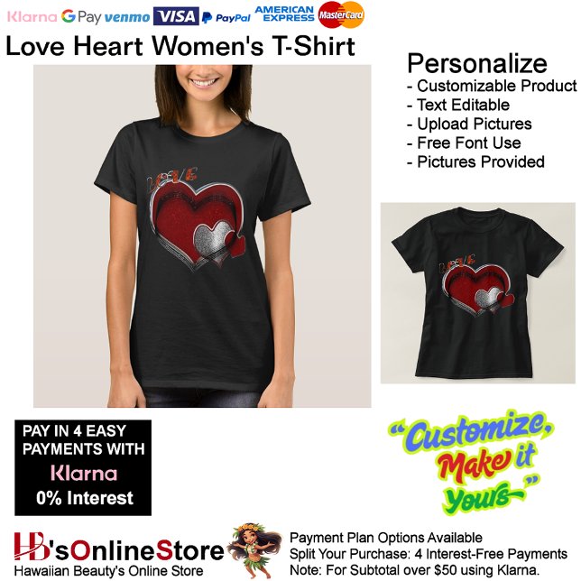 Love Heart Women's T-Shirt with Black Background (Love Heart Women's T-Shirt with Black Background.)