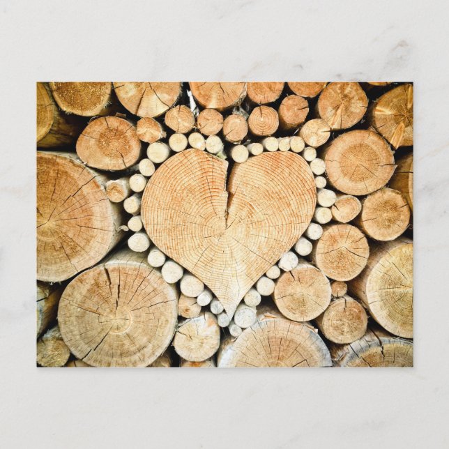 Love, heart, wood mosaic postcard (Front)