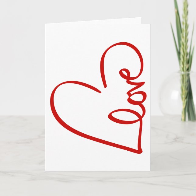 Love Heart Word Art Red Valentine's Card (Front)
