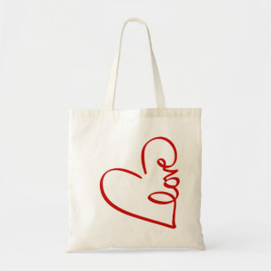 Love Heart Word Art Red Valentine's Tote Bag