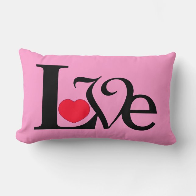 Love Heart Word Lumbar Cushion (Front)