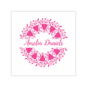 Love Heart Wreath Name Self-inking Stamp