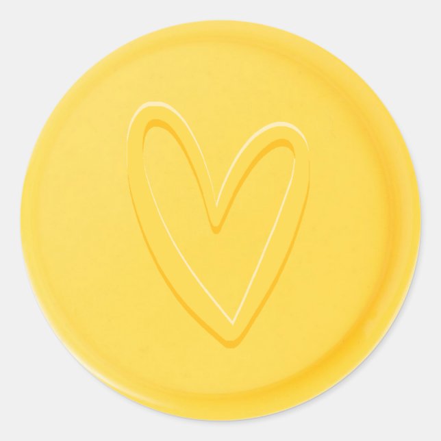 Love Heart Yellow Wax Seal Sticker (Front)