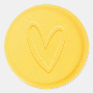 Love Heart Yellow Wax Seal Sticker