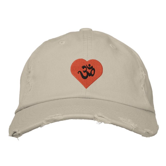 Love (Heart) Yoga Om Embroidered Cap (Front)