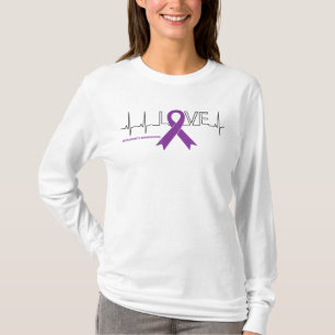 Love Heartbeat Alzheimer's Awareness Purple Ribbon T-Shirt