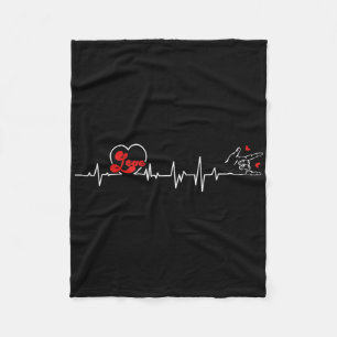 Love Heartbeat Hand Sign Language Hearing Loss Awa Fleece Blanket