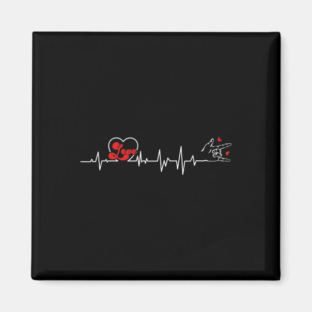 Love Heartbeat Hand Sign Language Hearing Loss Awa Magnet (Front)