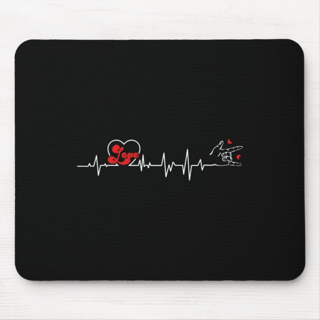 Love Heartbeat Hand Sign Language Hearing Loss Awa Mouse Mat (Front)