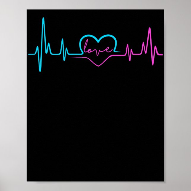 Love Heartbeat Pink And Blue Valentine's Day Poster (Front)